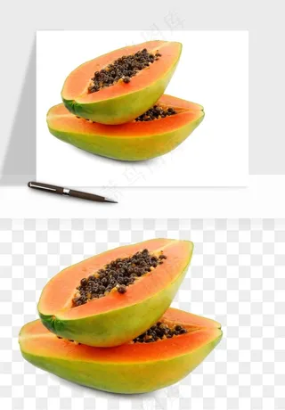木瓜水果png免抠