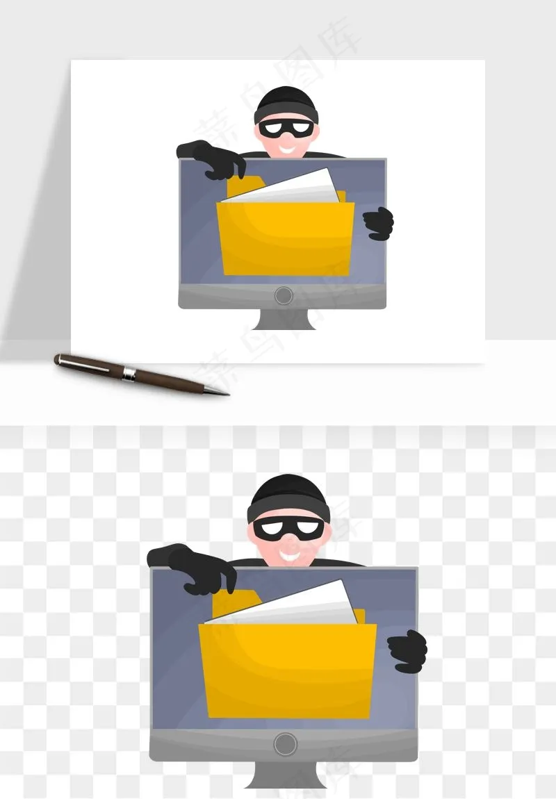 卡通小偷黑客png免抠