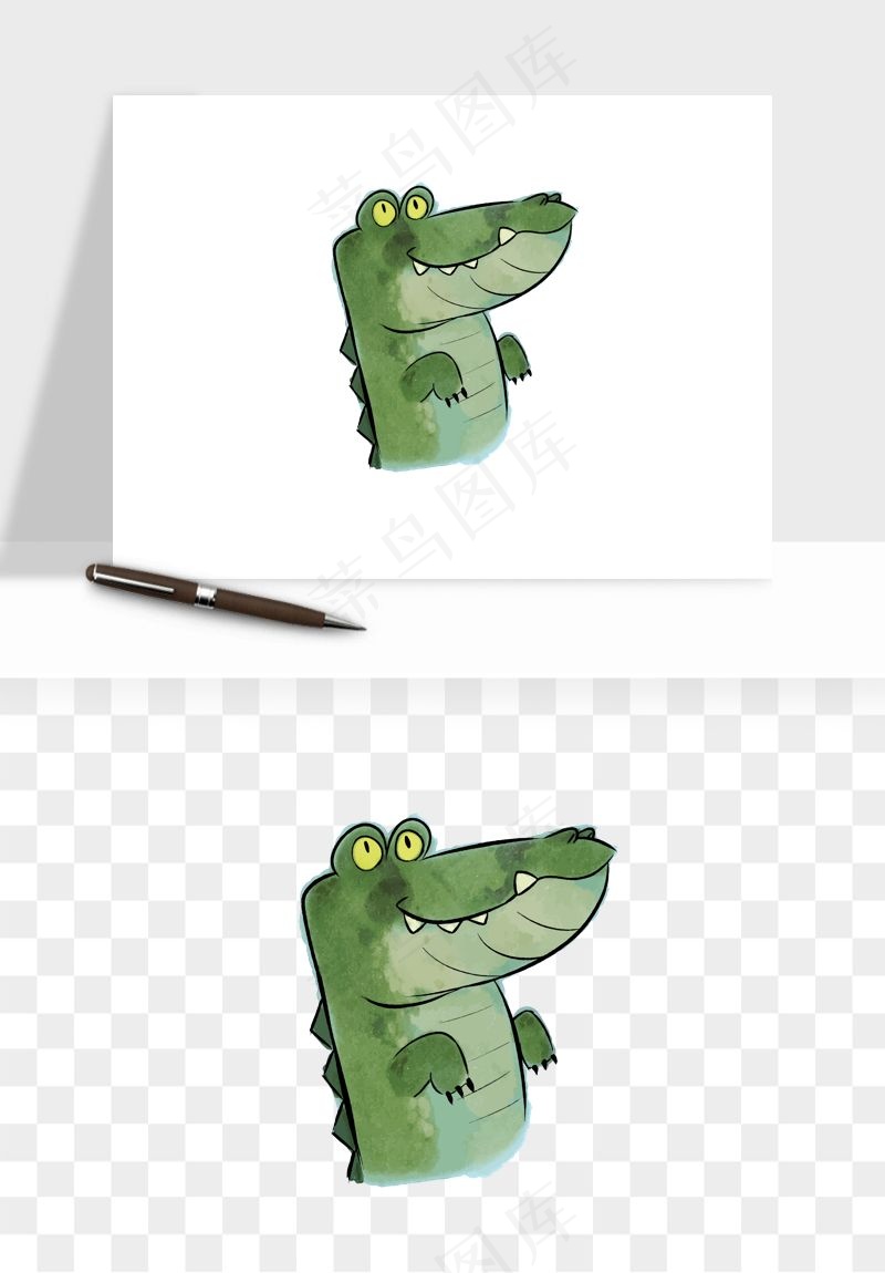 手绘鳄鱼png免抠
