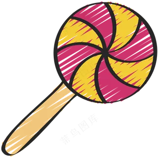 粉色波板糖 棒棒糖 铅笔手绘图标icon