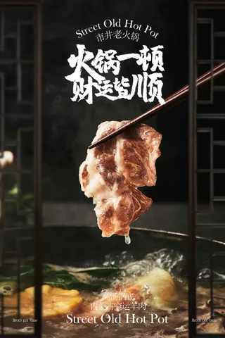 羊肉火锅美食宣传海报