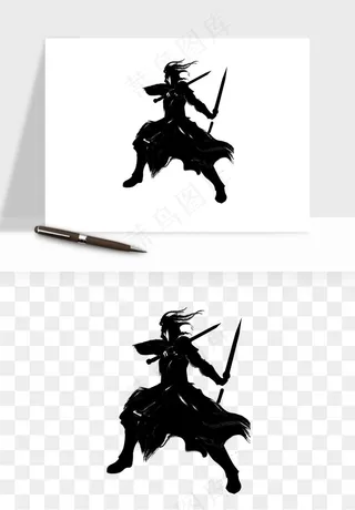 水墨江湖侠客武侠剪影png免抠