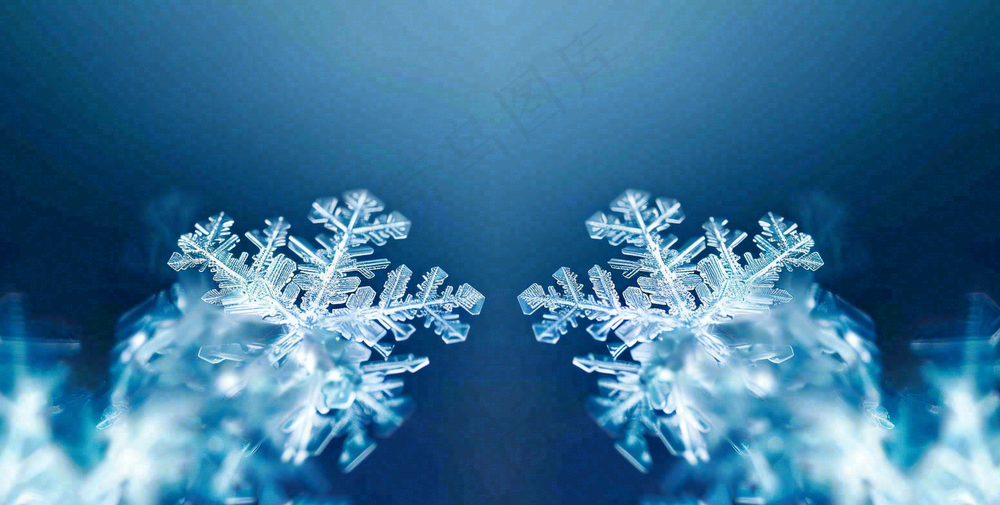 冬季雪花水晶蓝色寒冷小寒大寒大雪摄影图