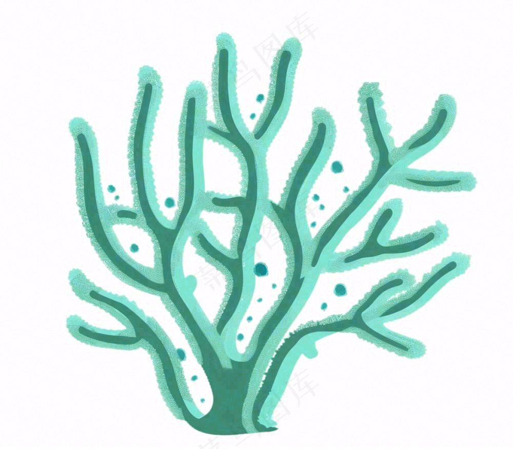 海洋海藻珊瑚植物卡通插画免抠