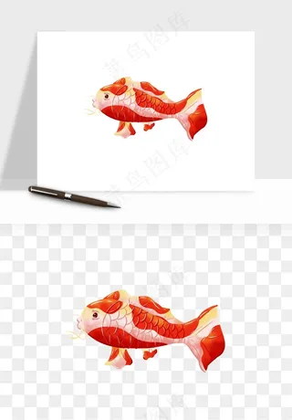 锦鲤鱼手绘水墨png免抠