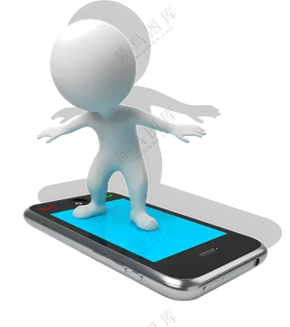手机屏幕上的3D 人物