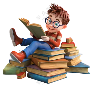 男孩阅读书籍