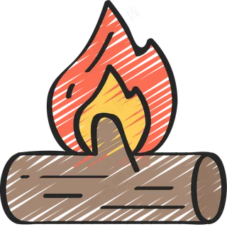 燃烧的木头 铅笔手绘图标icon