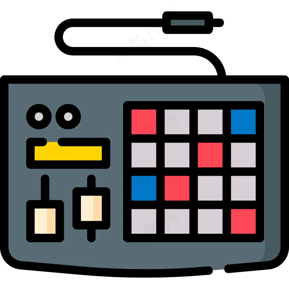 电器打击乐器  乐器 线性彩色图标