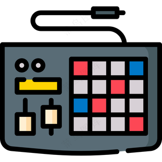 电器打击乐器  乐器 线性彩色图标