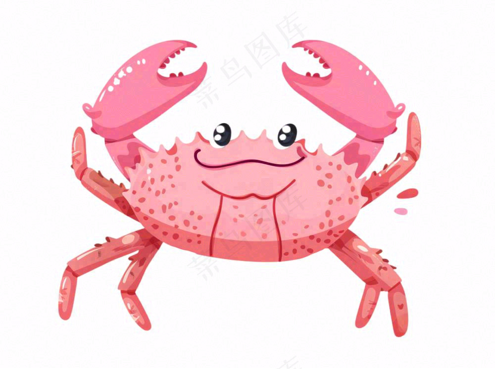 螃蟹海洋动物卡通插画免抠