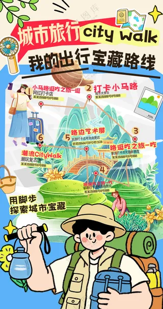 宝藏路线旅游攻略citywalk线路图海报