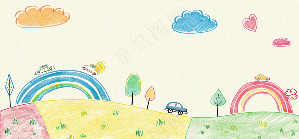 儿童蜡笔画简笔画可爱儿童节卡通插画背景