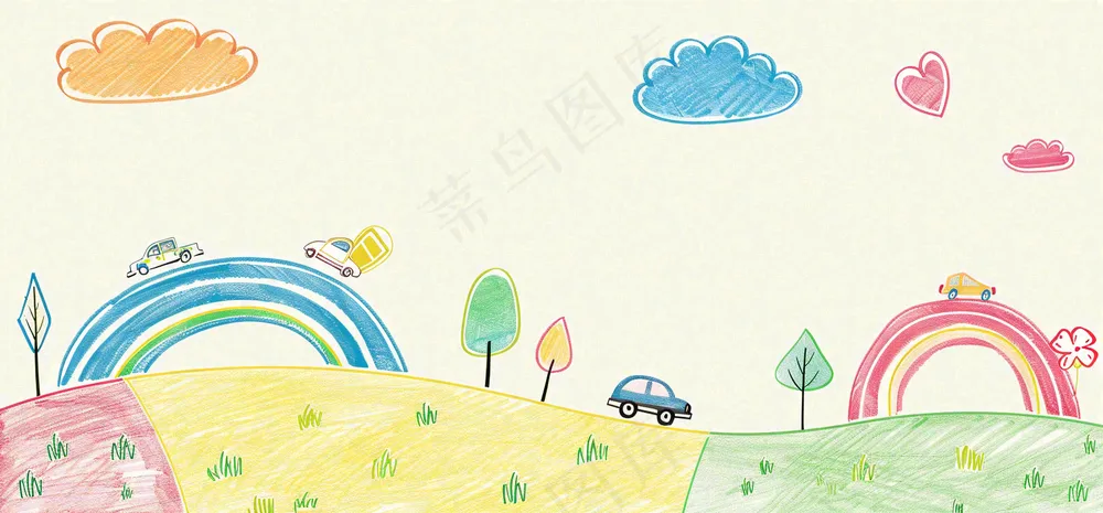 儿童蜡笔画简笔画可爱儿童节卡通插画背景