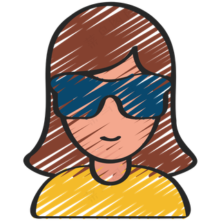 戴墨镜的女生 铅笔手绘图标icon