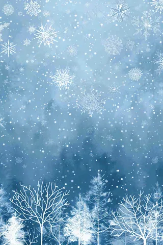 冬天森林雪白世界霜降节气插画背景