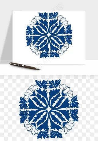 青花瓷花纹花卉图案png免抠