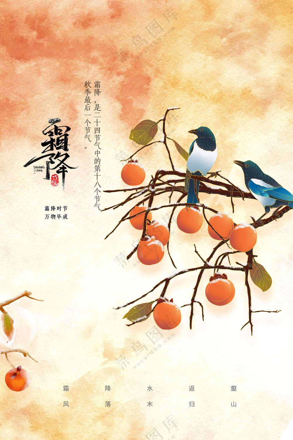 霜降节日节气传统活动宣传海报
