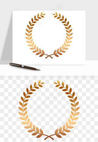 边框橄榄桂枝麦穗奖章png免抠