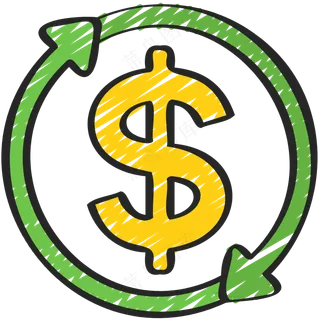 金钱流动循环 美元符号 铅笔手绘图标icon