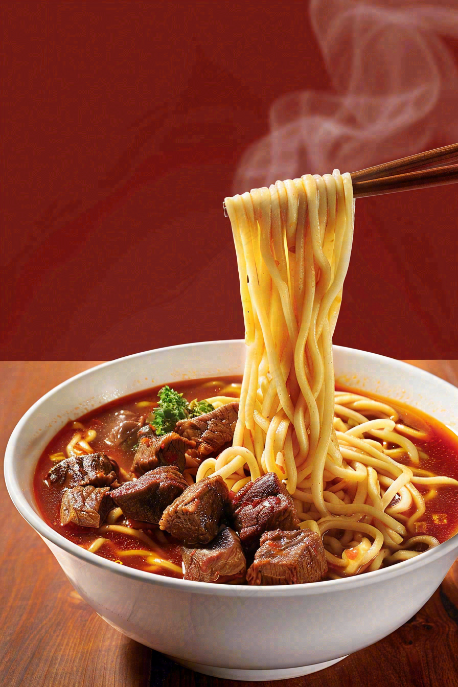 中餐食物美食牛肉面摄影图背景