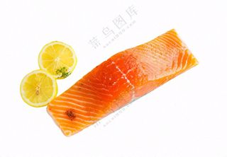 生鲜三文鱼刺身柠檬摄影图免抠