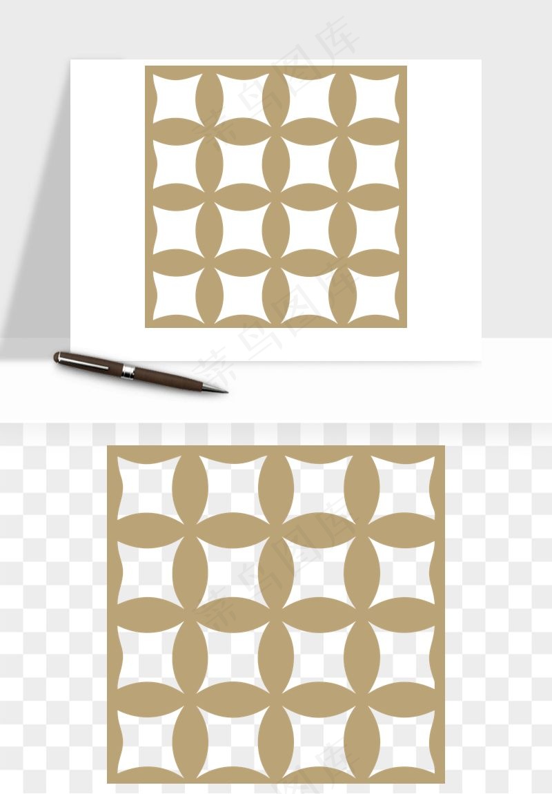 中式镂空古典图案png免抠