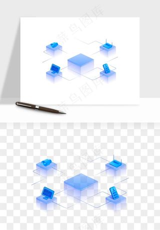 立体2.5d科技商务png免抠