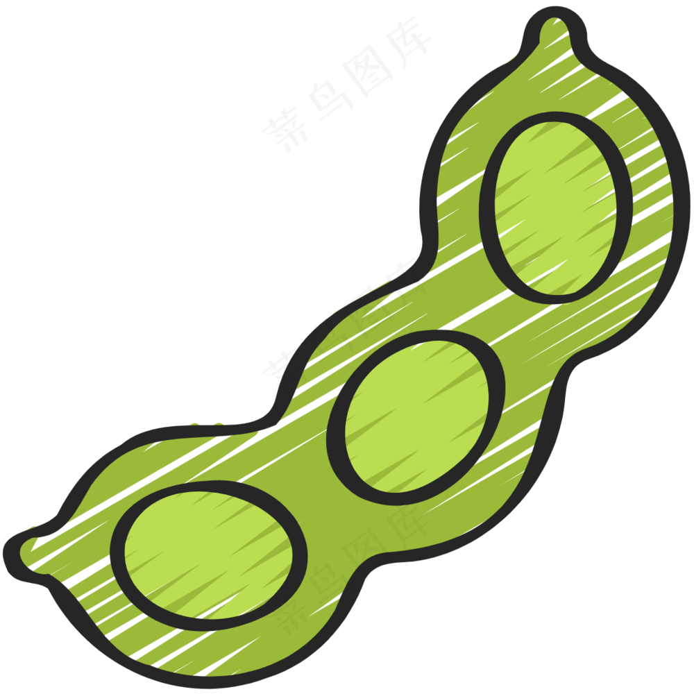 毛豆 edamame 绿色健康食品 铅笔手绘图标 icon