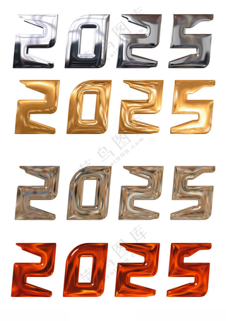 2025年蛇年艺术字体金属字挂历数学海报