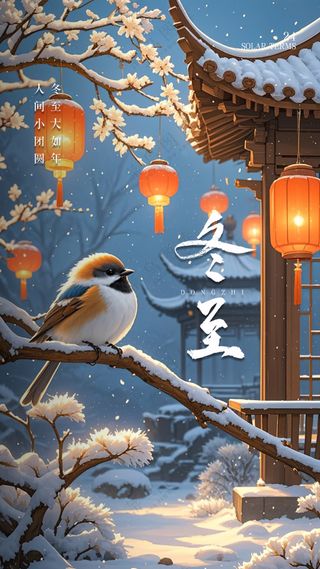 冬至大气唯美节气简约节日海报