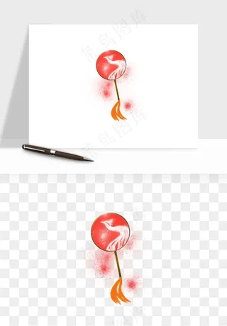 古风扇子元素png免抠