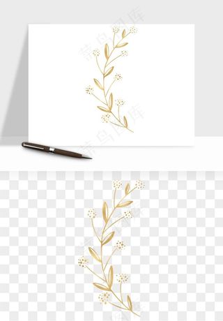 金色植物花环边框png免抠