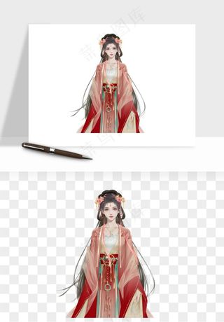 古风美人女子背影png免抠