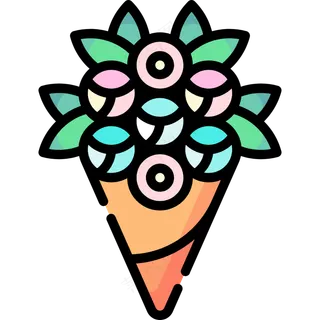 彩色纸筒花束 线性彩色花卉图标