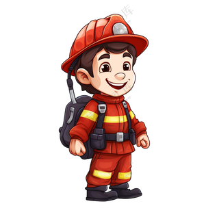 创意人物职业消防员小朋友