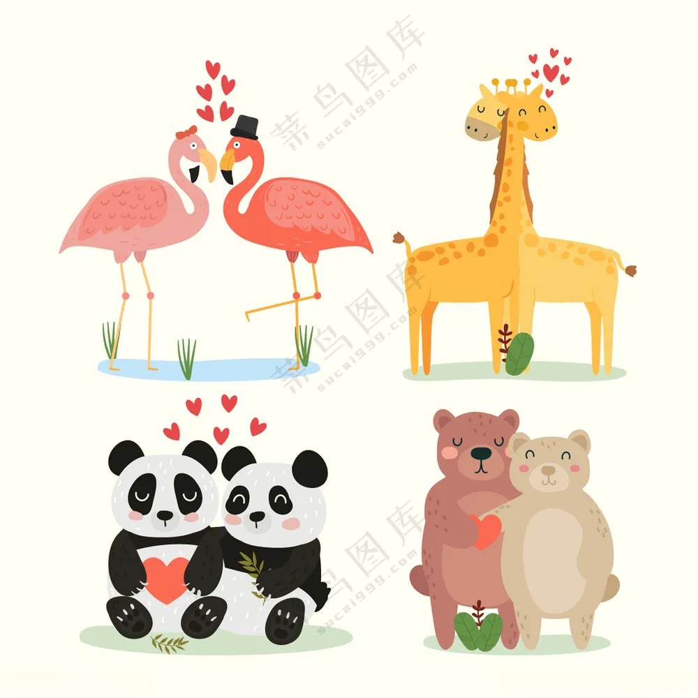 卡通动物动物标识手绘动物