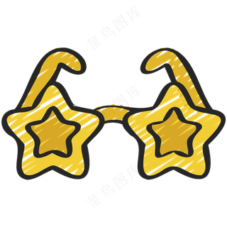 星星眼镜 铅笔手绘图标icon