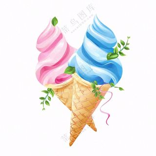 夏日冰淇淋冰凉卡通插画免抠