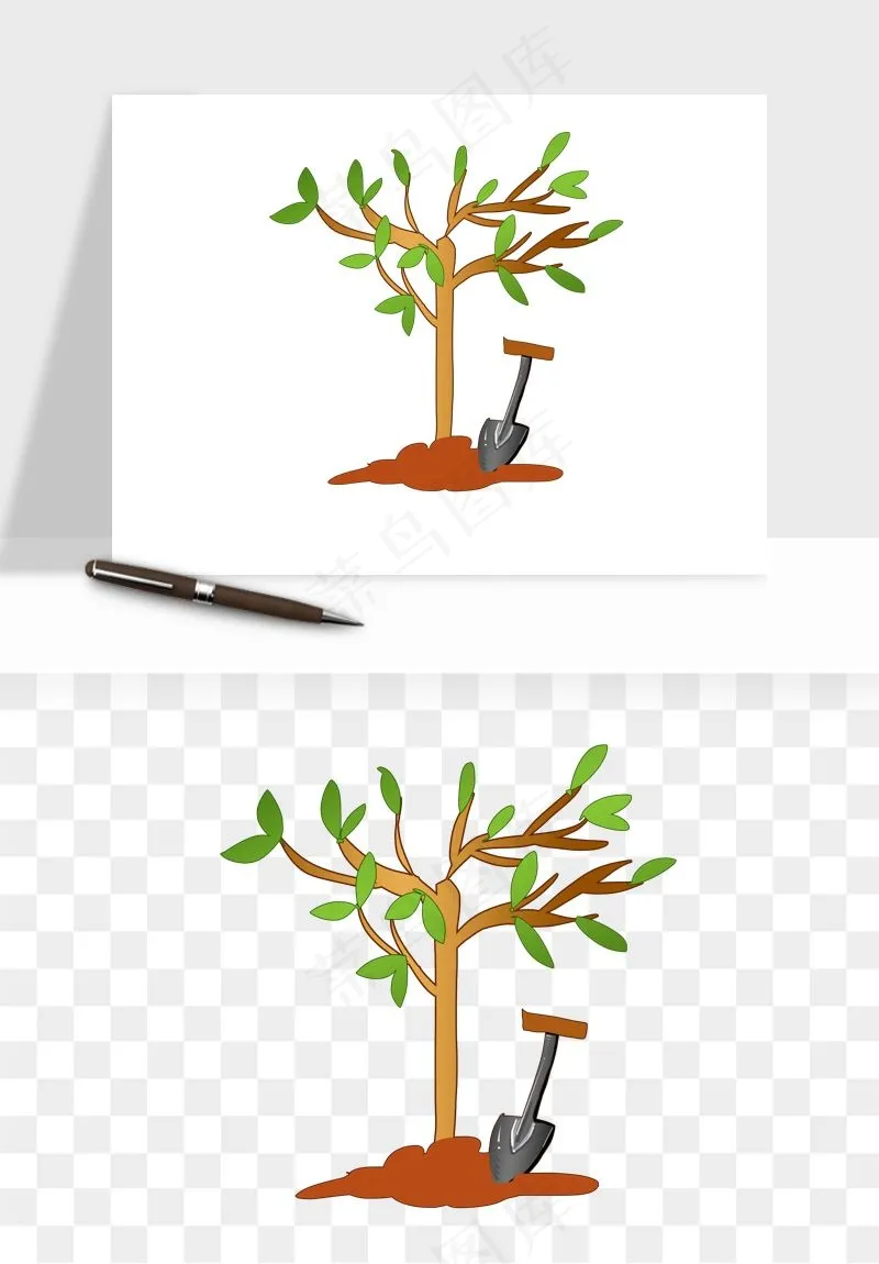 手绘植树节挖土人物png免抠