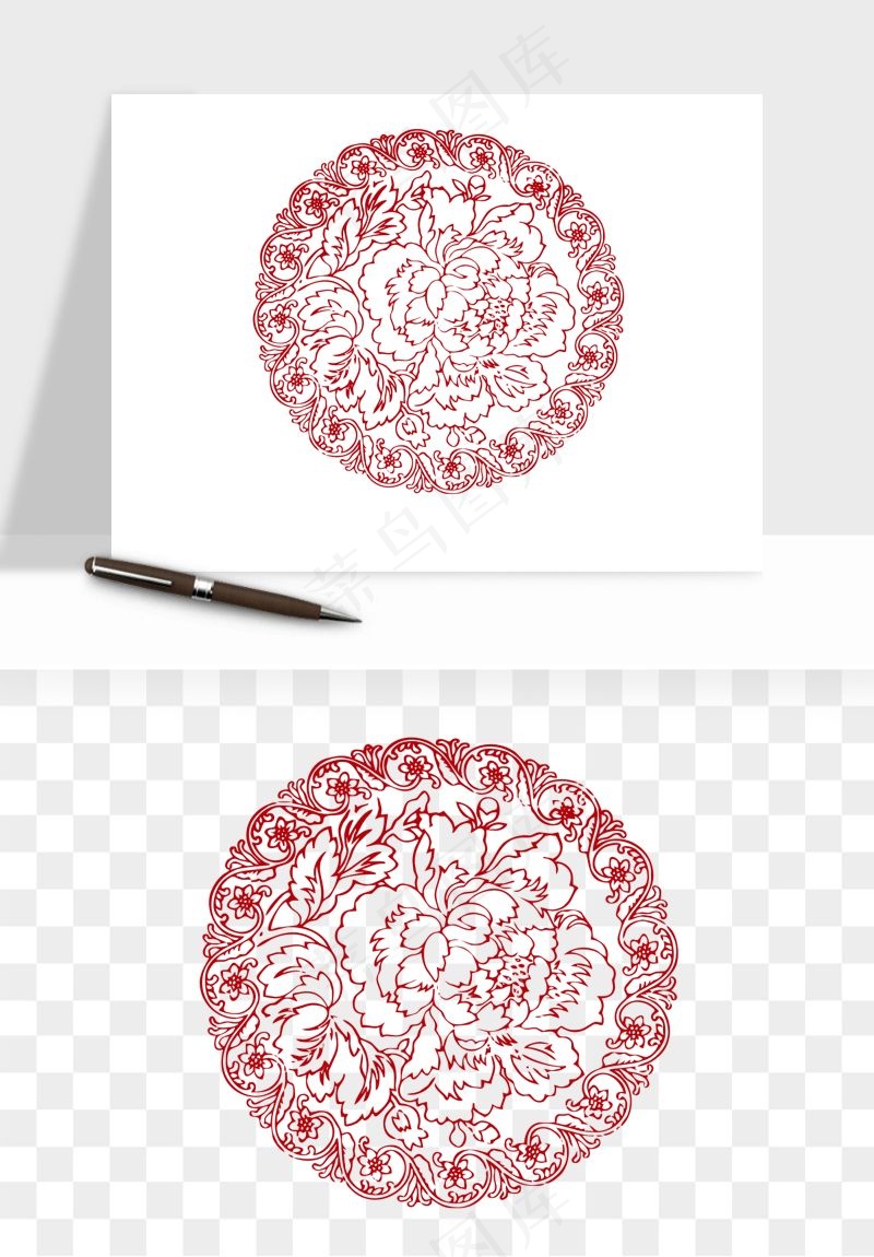 传统窗花剪纸图案png免抠