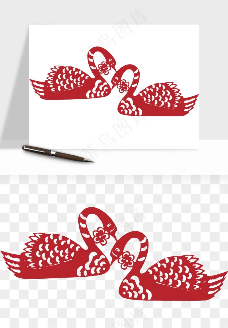 传统花鸟动物剪纸png免抠