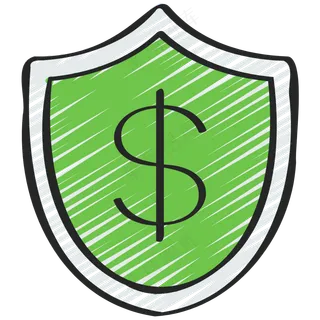 财务安全 绿盾 铅笔手绘图标icon