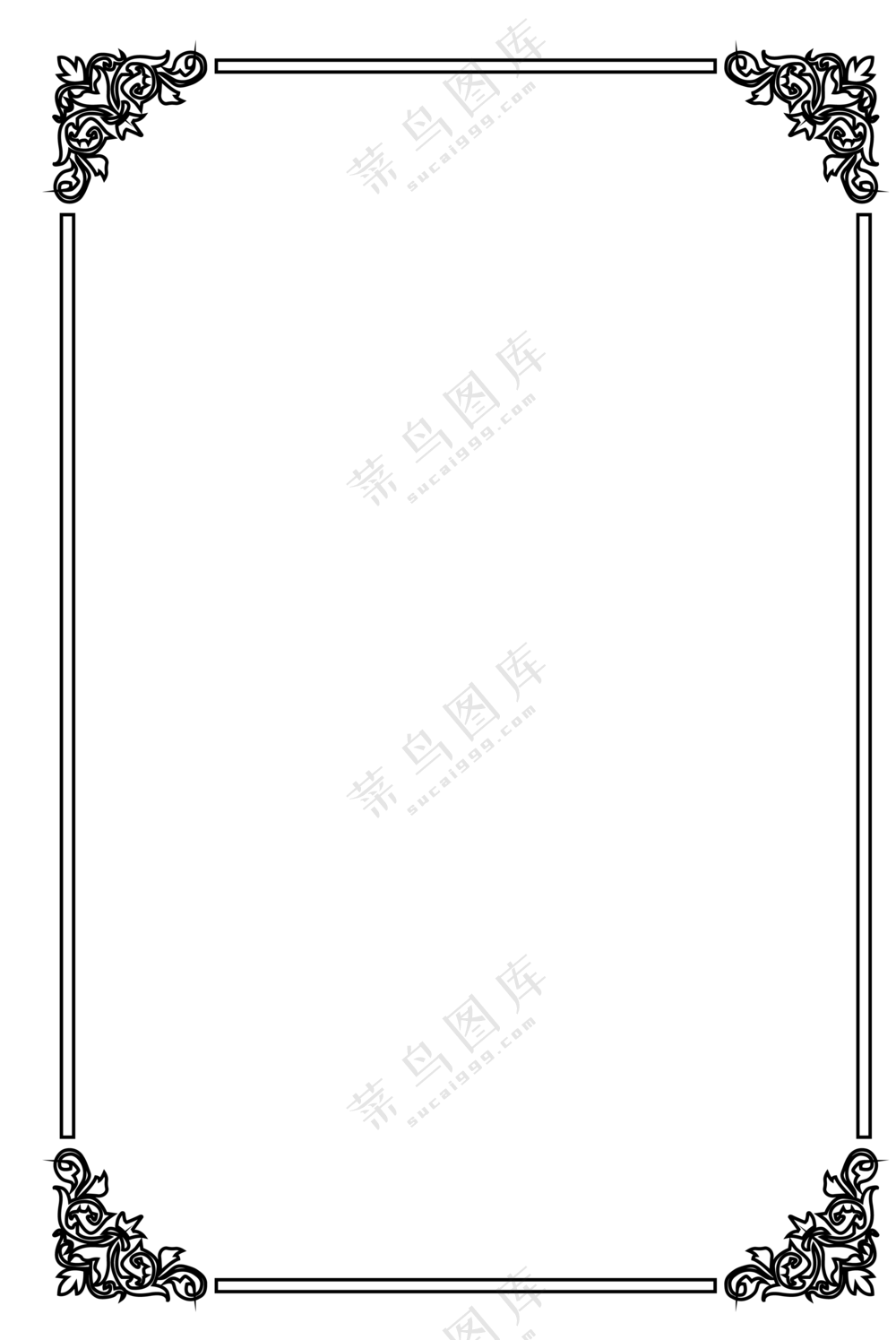 黑白复古花纹装饰边框免抠图片素材