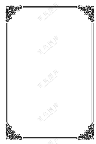 黑白复古花纹装饰边框免抠图片素材