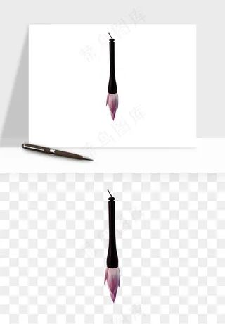 中式砚台毛笔书法png免抠