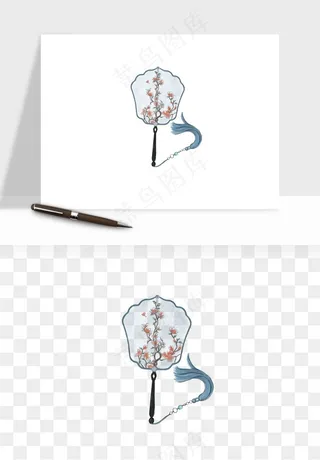 古风扇子元素png免抠