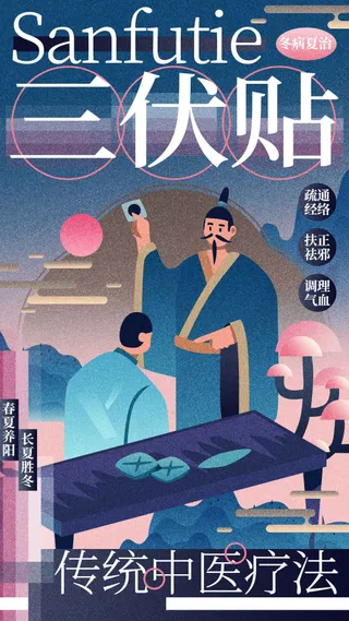 三伏贴养生活动宣传海报展板