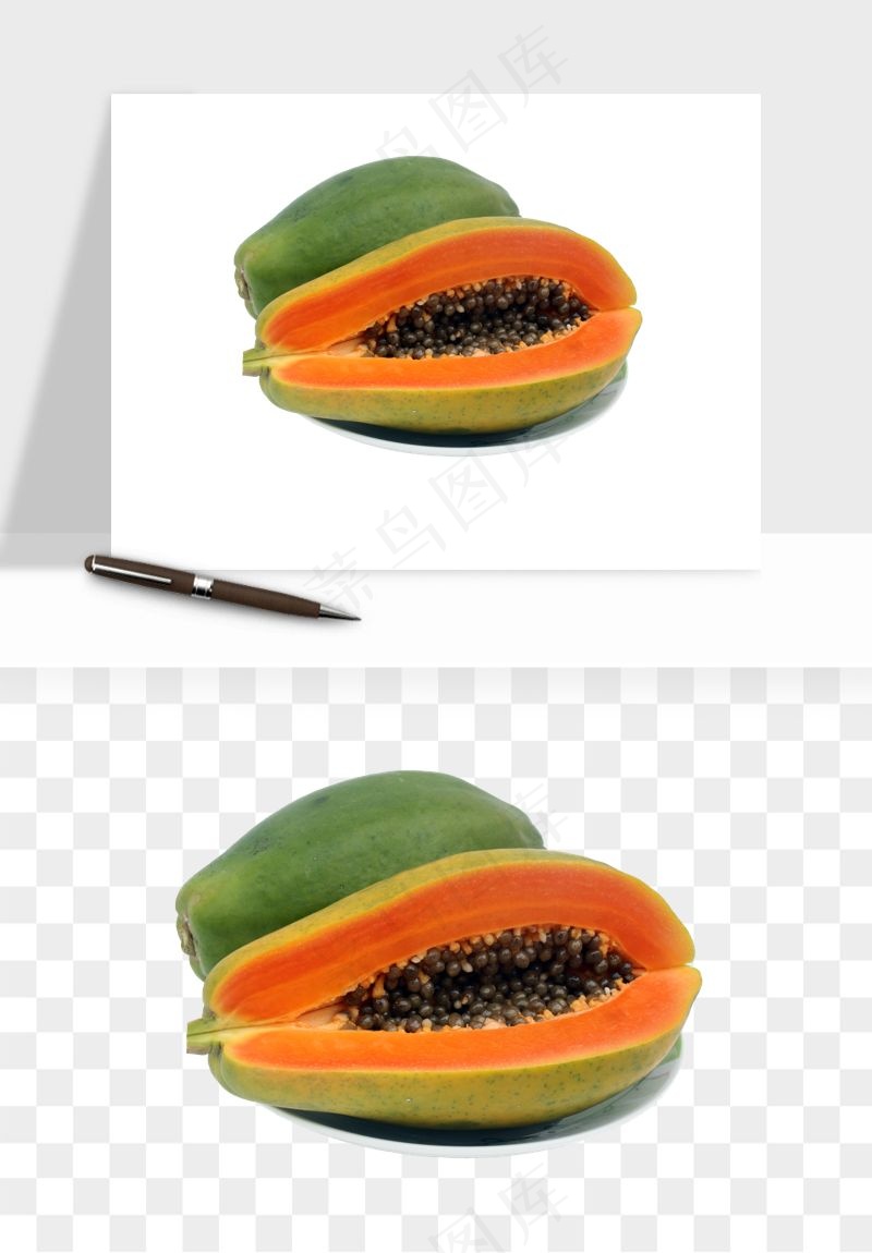 木瓜水果png免抠