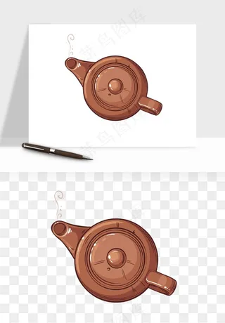 手绘茶壶茶具png免抠